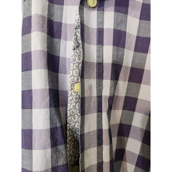 TED BAKER Endurance Men’s Flip Cuff Shirt Plaid Purple Sz 16 34/35 US Sz L NWOT - Picture 4 of 6